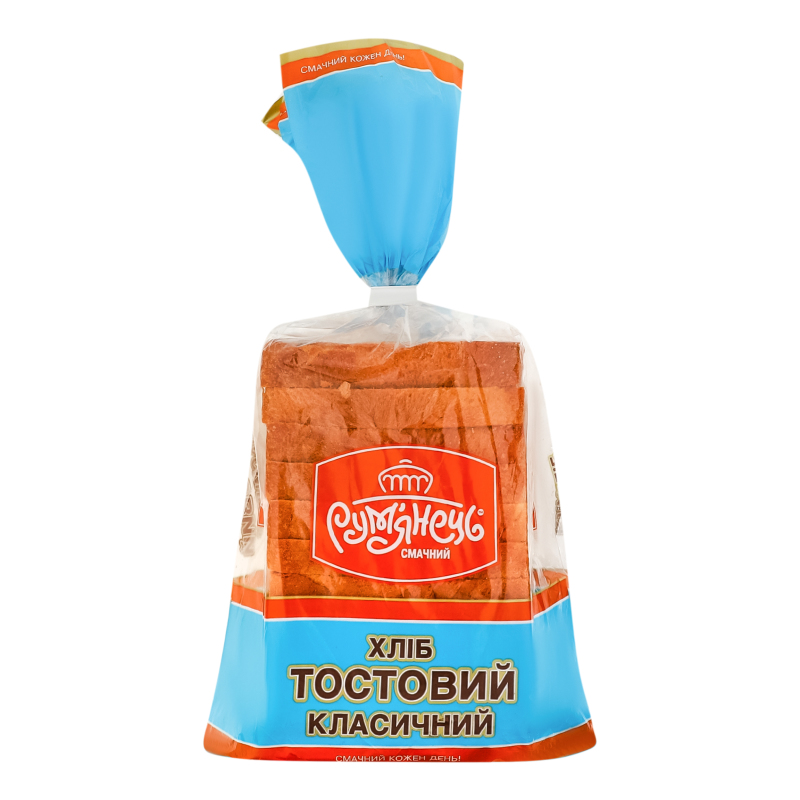 Хліб половинка в нарізці із пшеничного борошна формовий Тостовий класичний Рум'янець м/у
