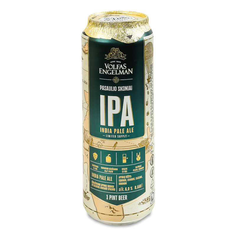 Пиво IPA світле 6% 0,568л ж/б Volfas Engelman