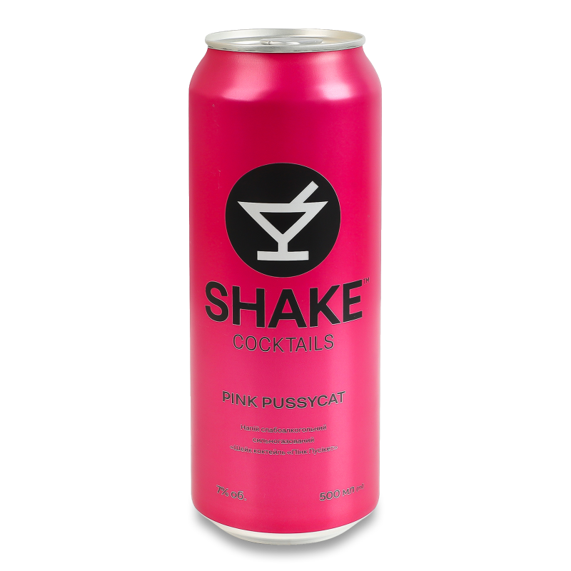 Напій слабоалкогольний Pink Pussycat сильногазований 7% 500мл ж/б Shake