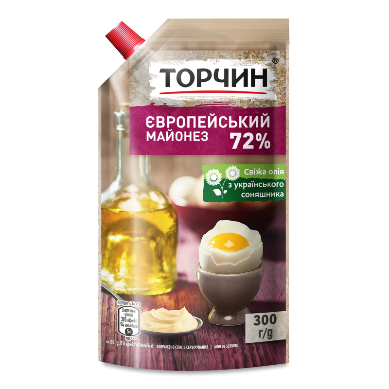 Майонез Європейський 72% 300г д/п Торчин