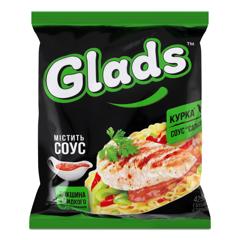 Локшина швидкого приготування з смаком Курки та соусом Сальса 75г Glads