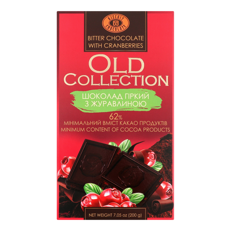 Шоколад гіркий з журавлиною Old collection Biscuit Chocolate к/у