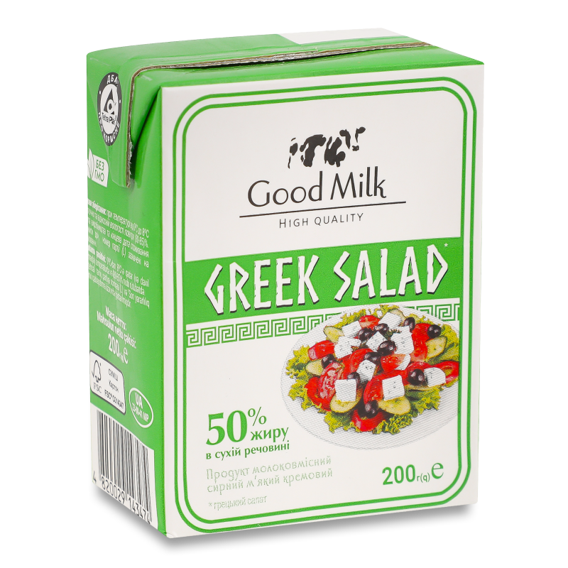 Продукт молоковмісний сирний м’який Грецький салат кремовий 50% 200г т/п Good Milk