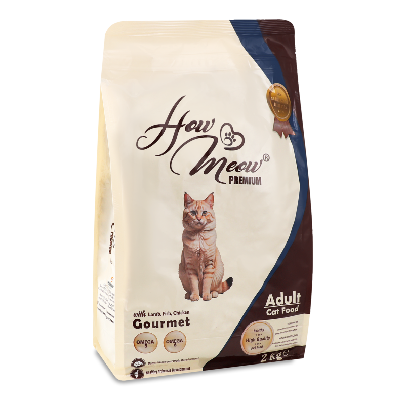 Корм д/дорослих котів Gourmet ягня курка риба сухий 2кг How Meow