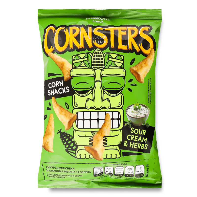 Снеки кукурудзяні з смаком Сметана та зелень 60г Cornsters