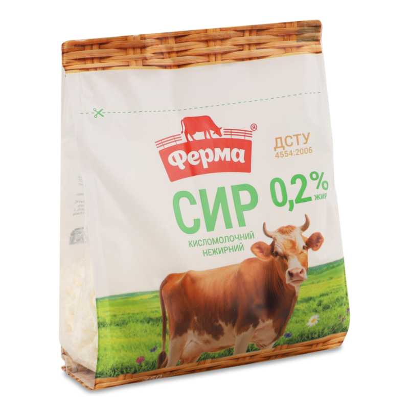 Сир кисломолочний 0,2% 350г п/е Ферма