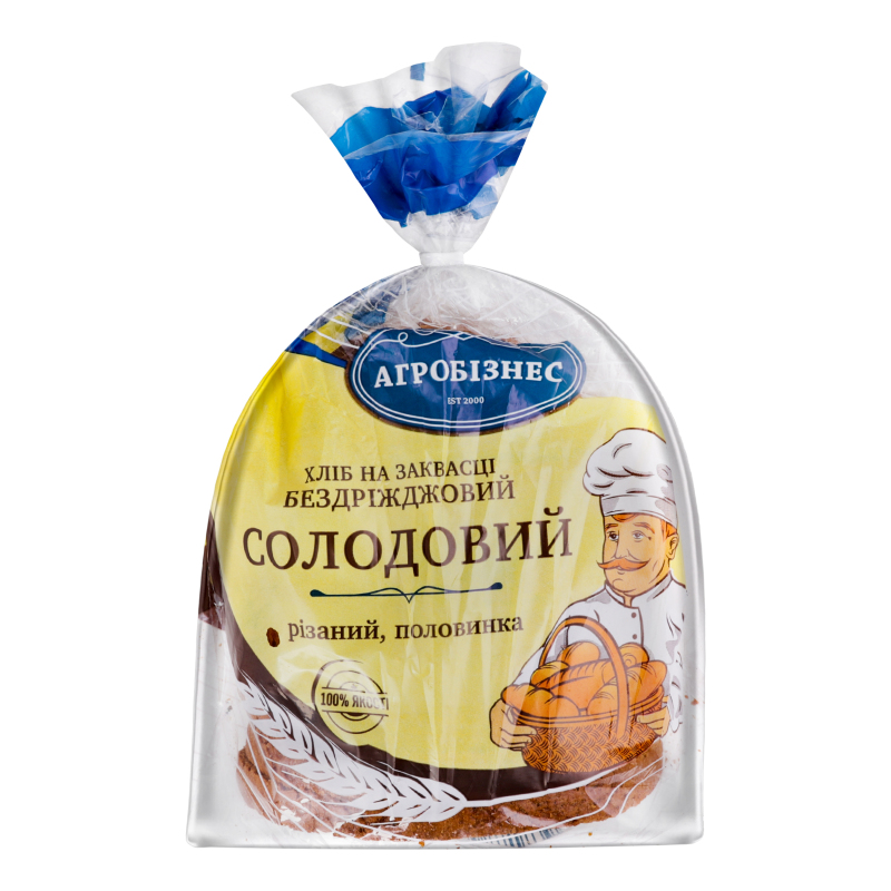 Хліб на заквасці бездріжджовий половинка в нарізці Солодовий Агробізнес м/у