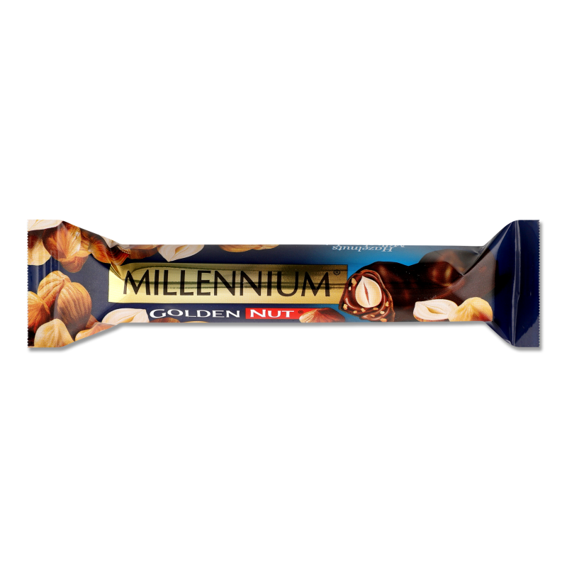 Шоколад Golden Nut молочний з цілими горіхами 40г стік Millennium