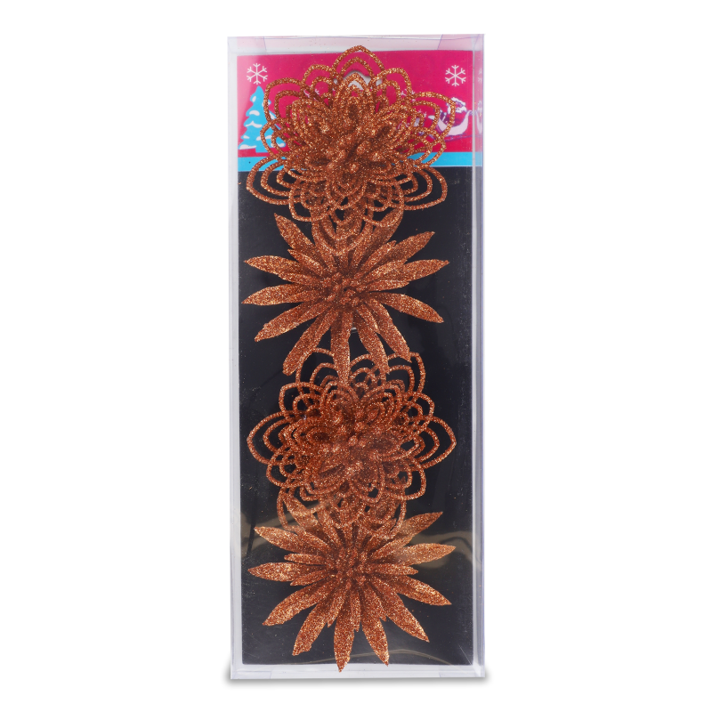 Декор новорічний Квіти бронза 9*9см 4шт LH112-23952-1