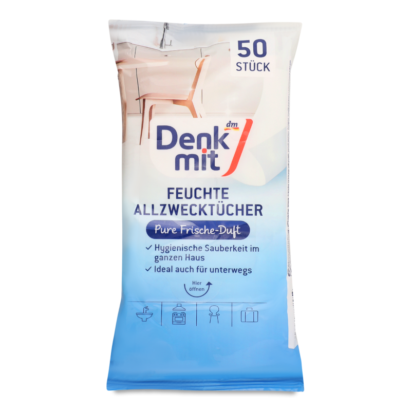 Серветки д/прибирання вологі Чиста свіжість універсальні 50шт Denkmit