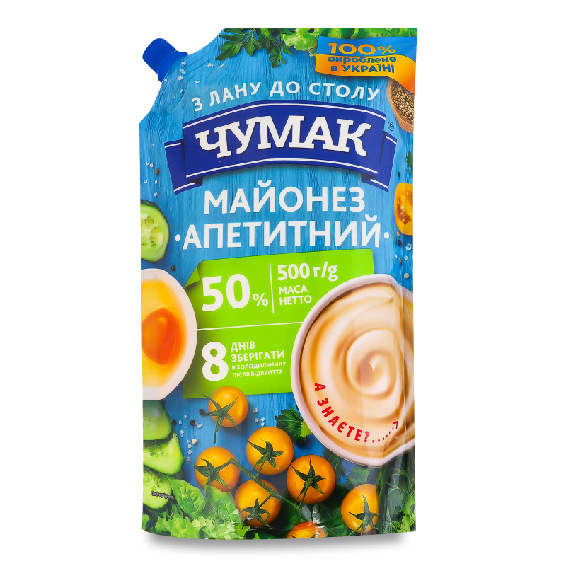 Майонез Апетитний 50% 500г д/п Чумак
