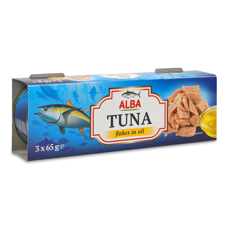 Тунець шматочками в олії 3*65г ж/б з ключем Alba Food