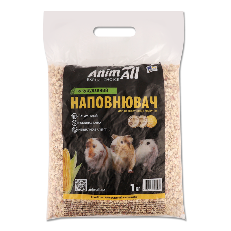 Наповнювач д/гризунів кукурудзяний 1кг AnimAll