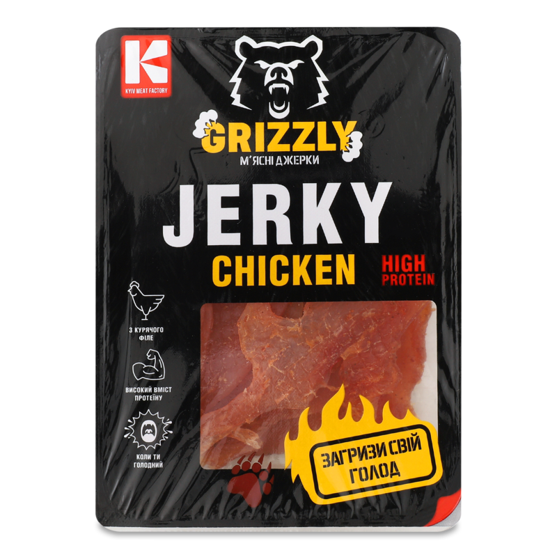 Джерки м’ясні Chicken з м’яса птиці с/к в/г 100г газ/уп Grizzly