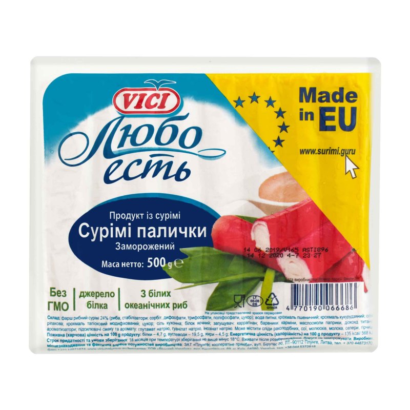 Сурими палочки вак уп 1/500г vici любо есть (4770190066686)