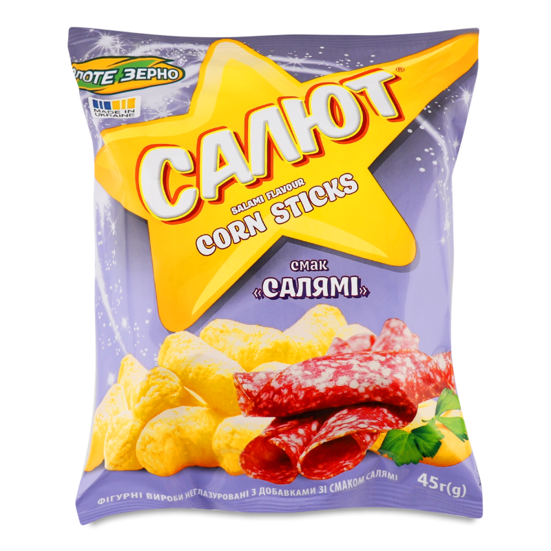 Вироби кукурудзяні фігурні Салют з салямі 45г Золоте зерно