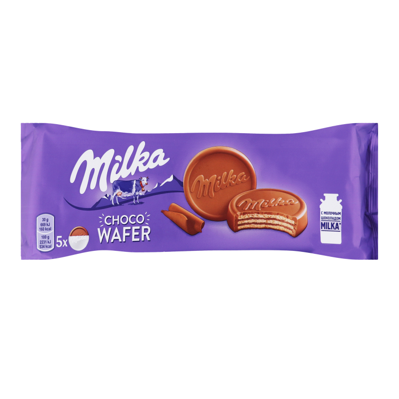 Вафлі з начинкою з какао вкриті молочним шоколадом Choco wafer Milka м/у 5х