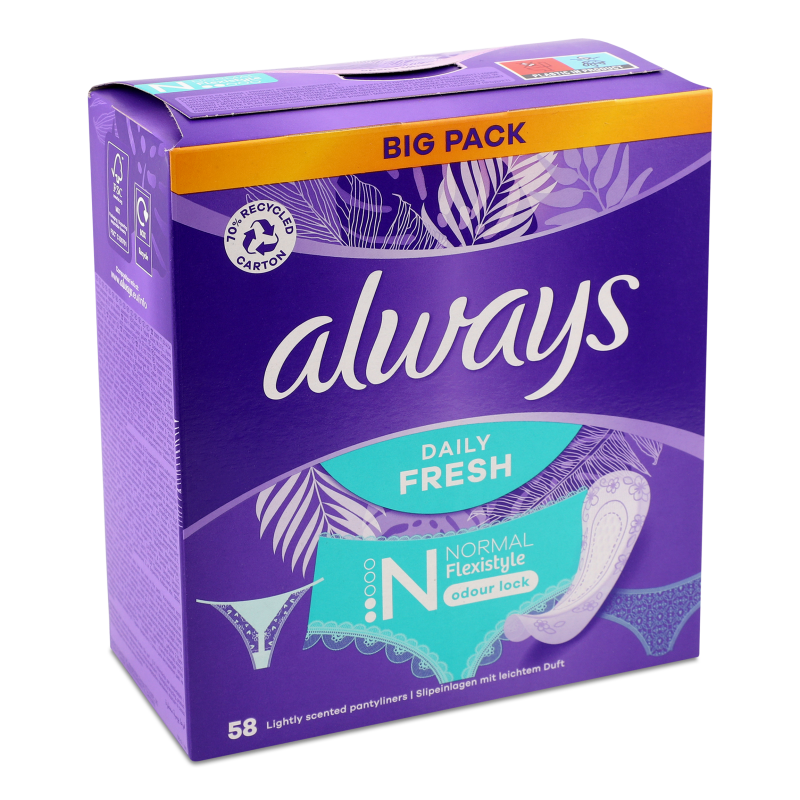 Прокладки щоденні Дейлі Фреш нормал флексістайл ароматизовані 58шт Олвейс