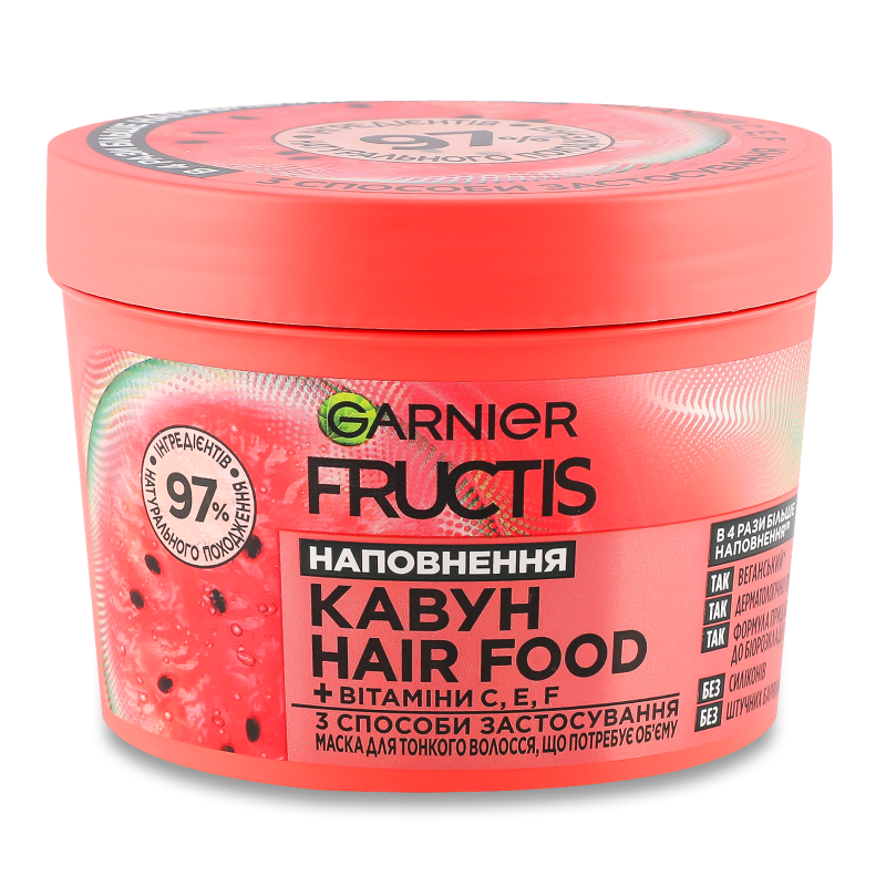 Маска Fructis Superfood Соковитий кавун д/тонкого волосся що потребує об’єму 390мл Garnier