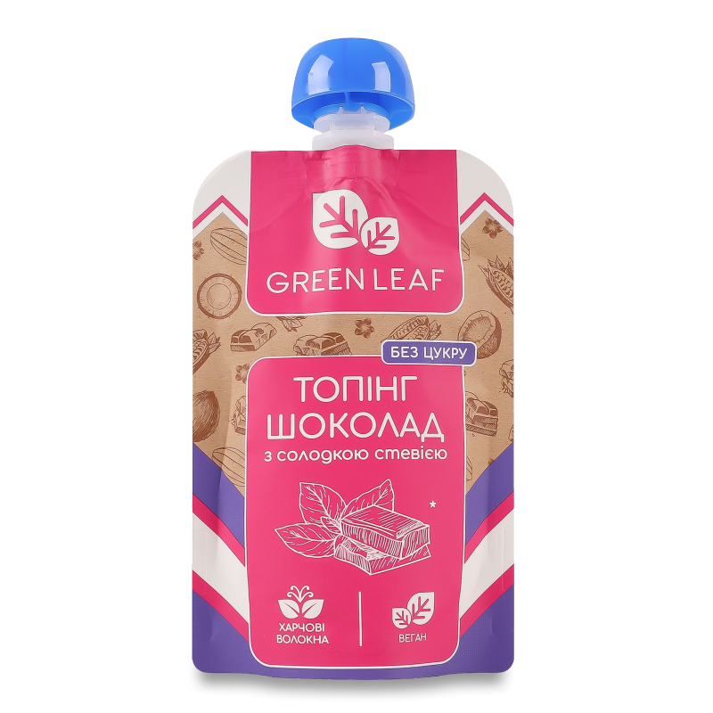 Топінг Шоколад з стевією 90г пауч Green Leaf