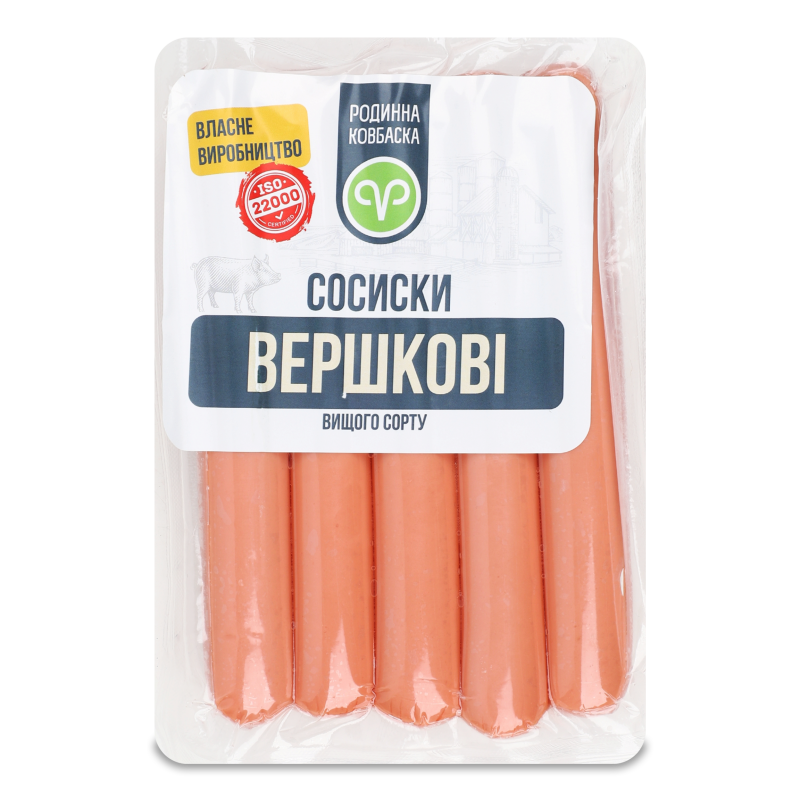 Сосиски Вершкові в/г 330г в/у Родинна ковбаска