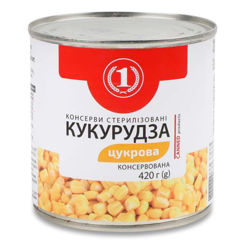 Кукурудза цукрова консервована 420г ж/б ТМ “1”