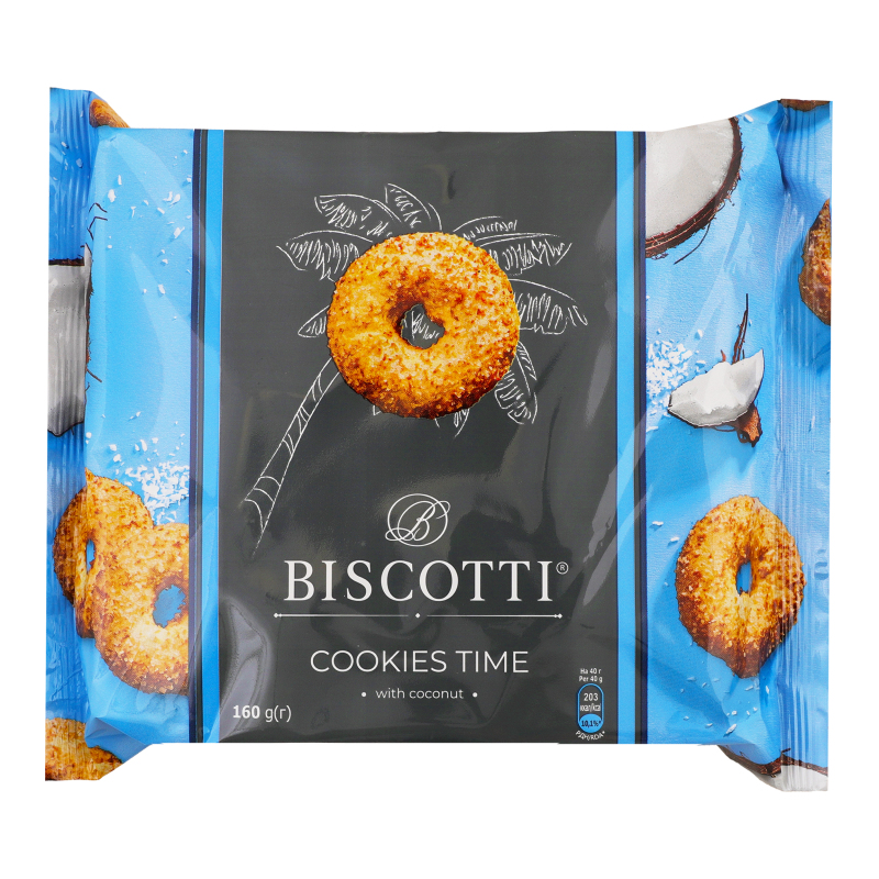 Печенье сдобное песочно-отсадное с кокосом Cookies time Biscotti м
