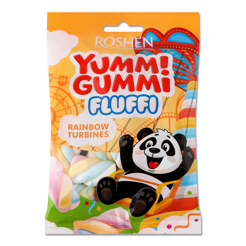 Цукерки маршмелоу Yummi Gummi Fluffi Rainbow Turbines 65г Roshen