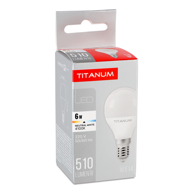 Лампа світлодіодна LED G45 6W E14 4100K Titanum