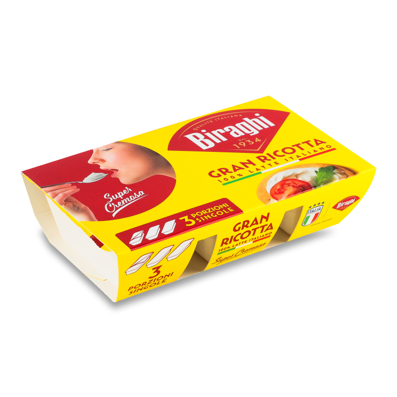 Сир вершковий Гран Рікотта 3*50г Бірахі