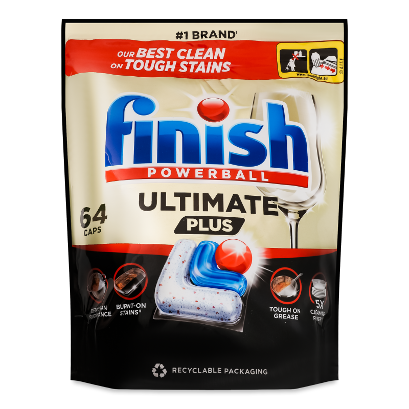 Капсули д/миття посуду в посудомийних машинах Ultimate Plus 64шт зіп/пакет Finish