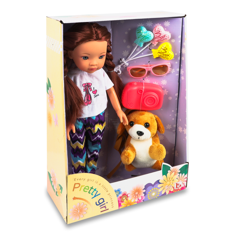 Іграшка Лялька з цуценям на прогулянці 32см VA304907 LS