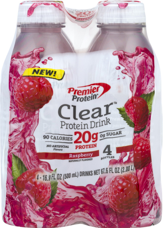 Premier Protein Clear Protein Drink Raspberry 4 PK Premier Protein