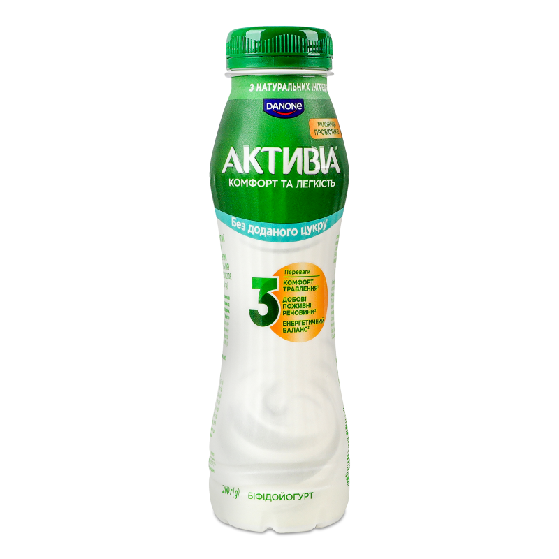 Біфідойогурт питний без цукру 1,5% 260г пет Активіа