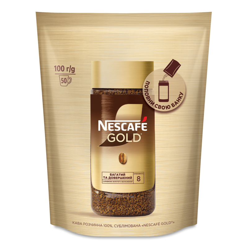 Кава Голд розчинна 100г економ пакет Нескафе