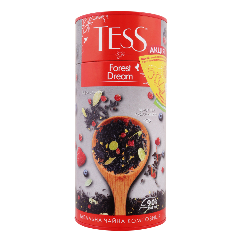 Чай черный байховый листовой с лесными ягодами Forest Dream Tess тубус ...
