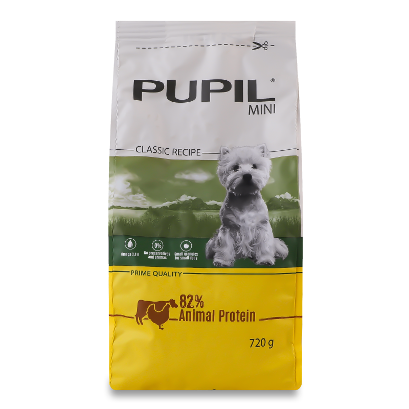 Корм д/собак малих порід з куркою та яловичиною сухий 720г Pupil