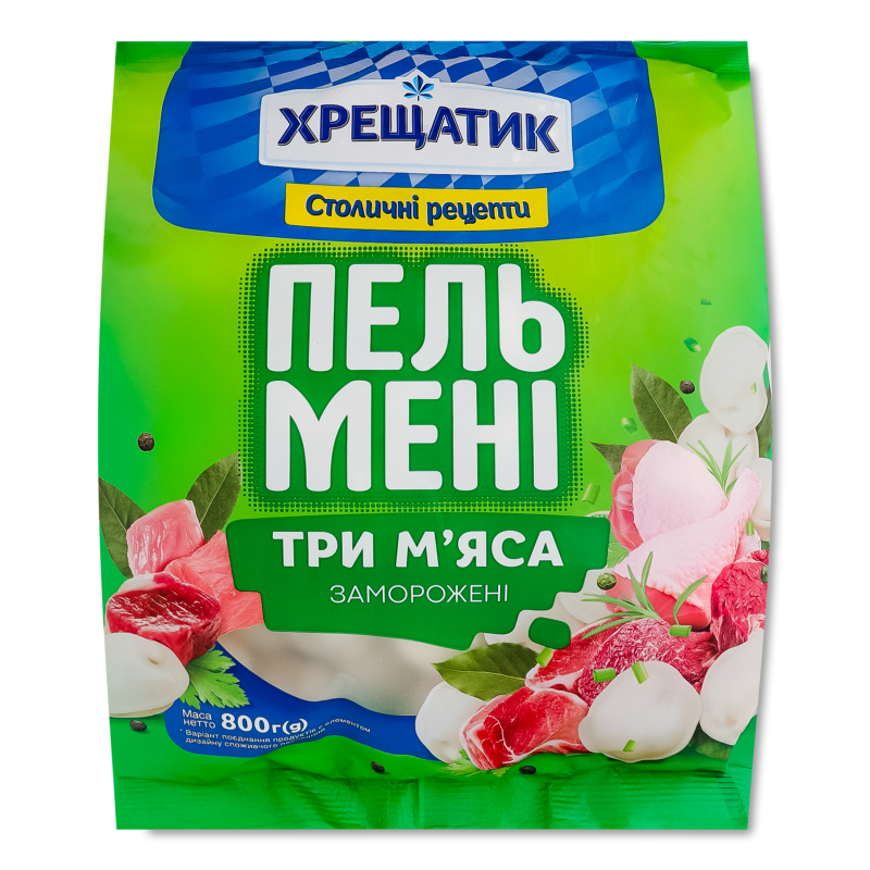 Пельмені Три м’яса 800г Хрещатик