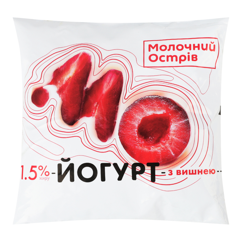 Йогурт 1.5% вишневий з цукром Молочний острів м/у