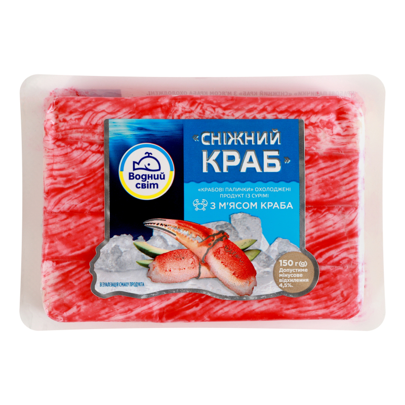 冷凍S100 PS100 F50 Палочки крабовые Снежный краб Водний світ охл в/у 150г Водний світ