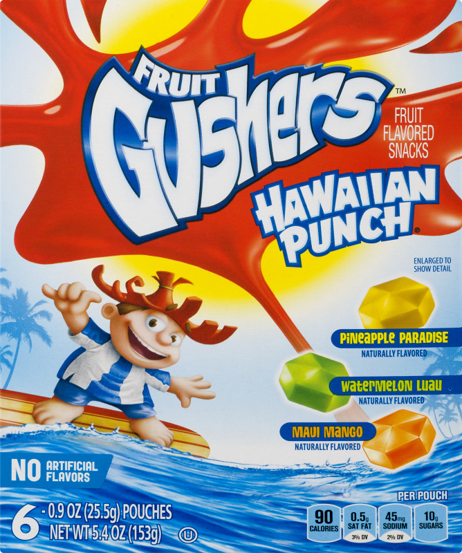 Fruit Gushers Hawaiian Punch Fruit Flavored Snack Pouches 6 PK Fruit
