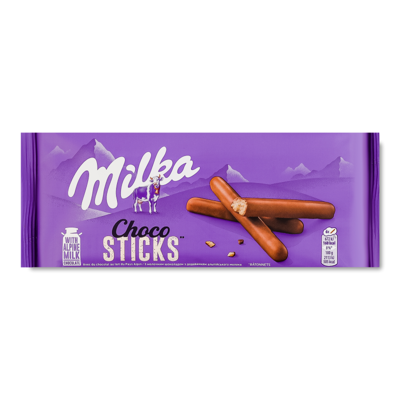 Печиво-палички Чоко Стікс в молочному шоколаді 112г Мілка