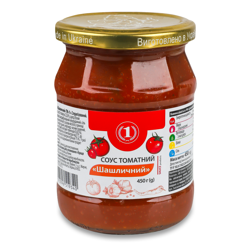 Соус томатний Шашличний 450г твіст/б ТМ “1”