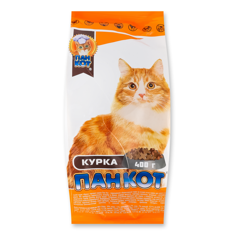Корм д/котів з смаком курки сухий 400г Пан Кот
