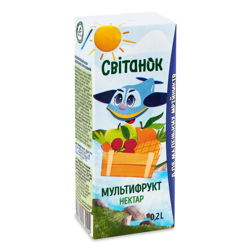 Нектар мультифруктовий неосвітлений 0,2л т/п Світанок