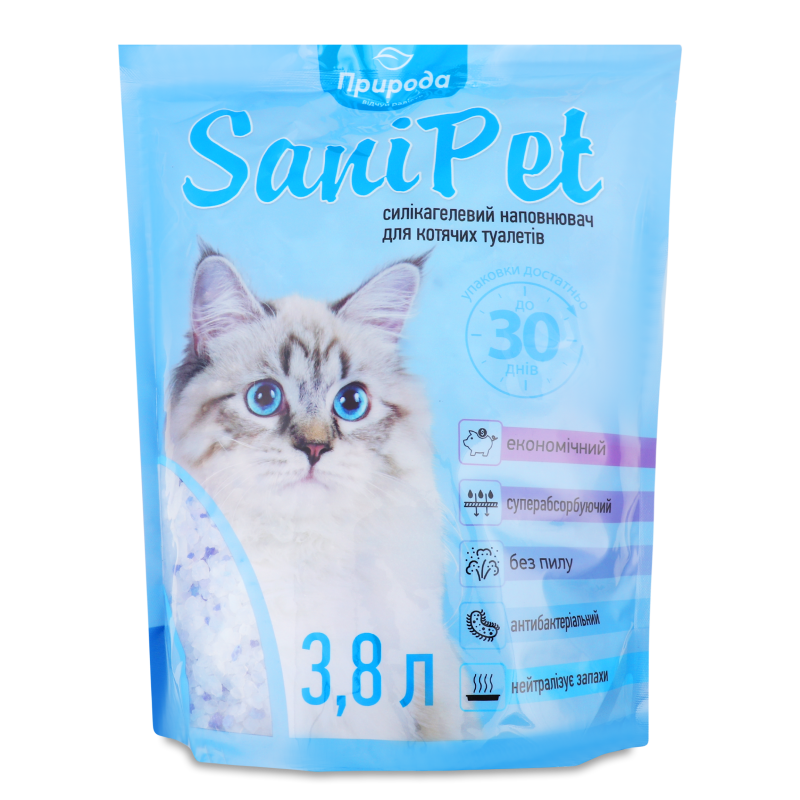 Наповнювач д/кошачих туалетів Сані Пет силікагелевий 3,8л Природа