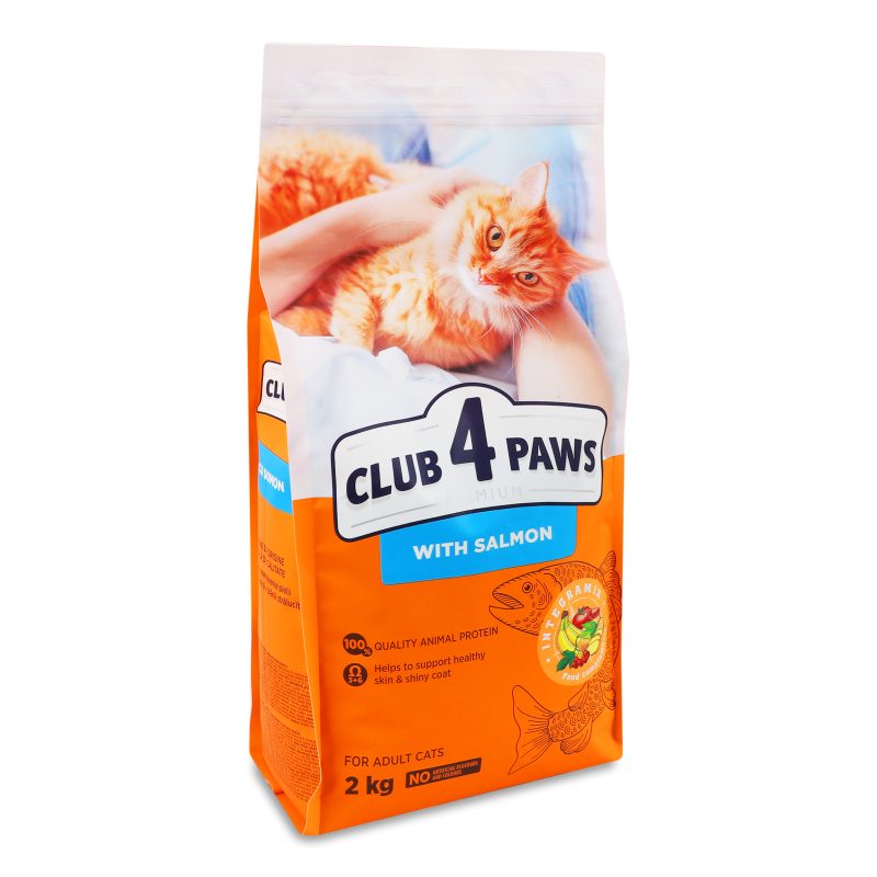 Корм д/дорослих котів Premium з лососем сухий 2кг Club 4 Paws