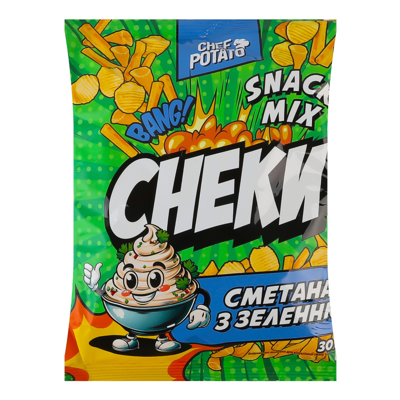 Снеки картопляні Сметана з зеленню Snack Mix Сhef Potato м/у