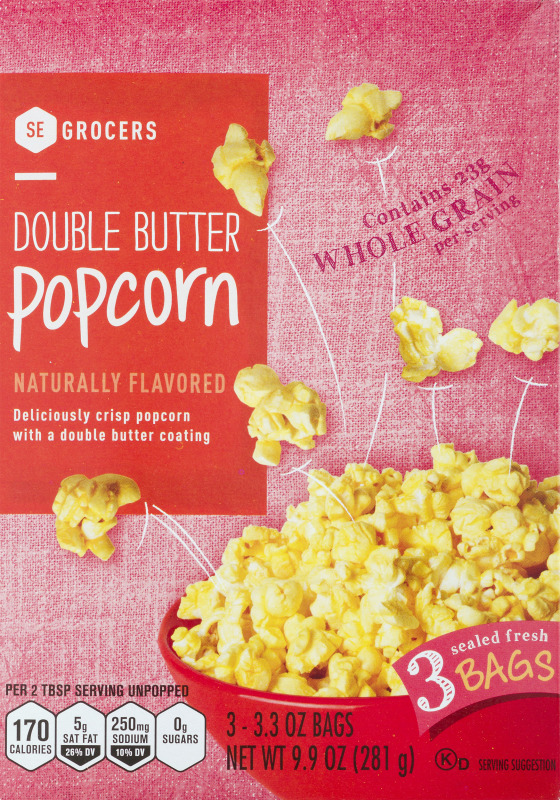 SE Grocers Naturally Flavored Double Butter Popcorn 3 CT SE Grocers
