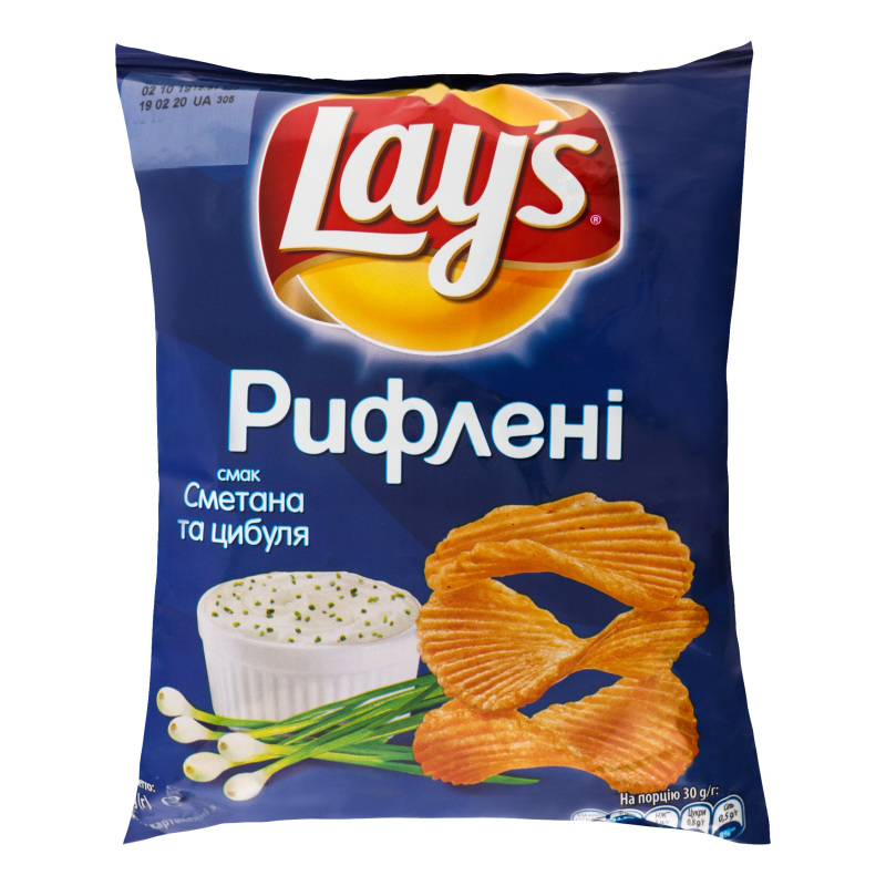 Чіпси картопляні зі смаком сметани та цибулі Lays м/у